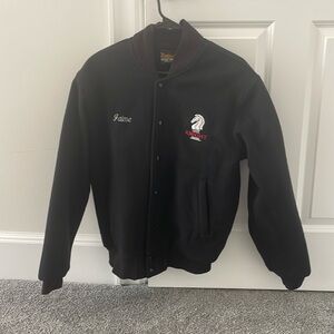Vintage 90’s bomber jacket black wool coat fleece med varsity Auburn sportswear